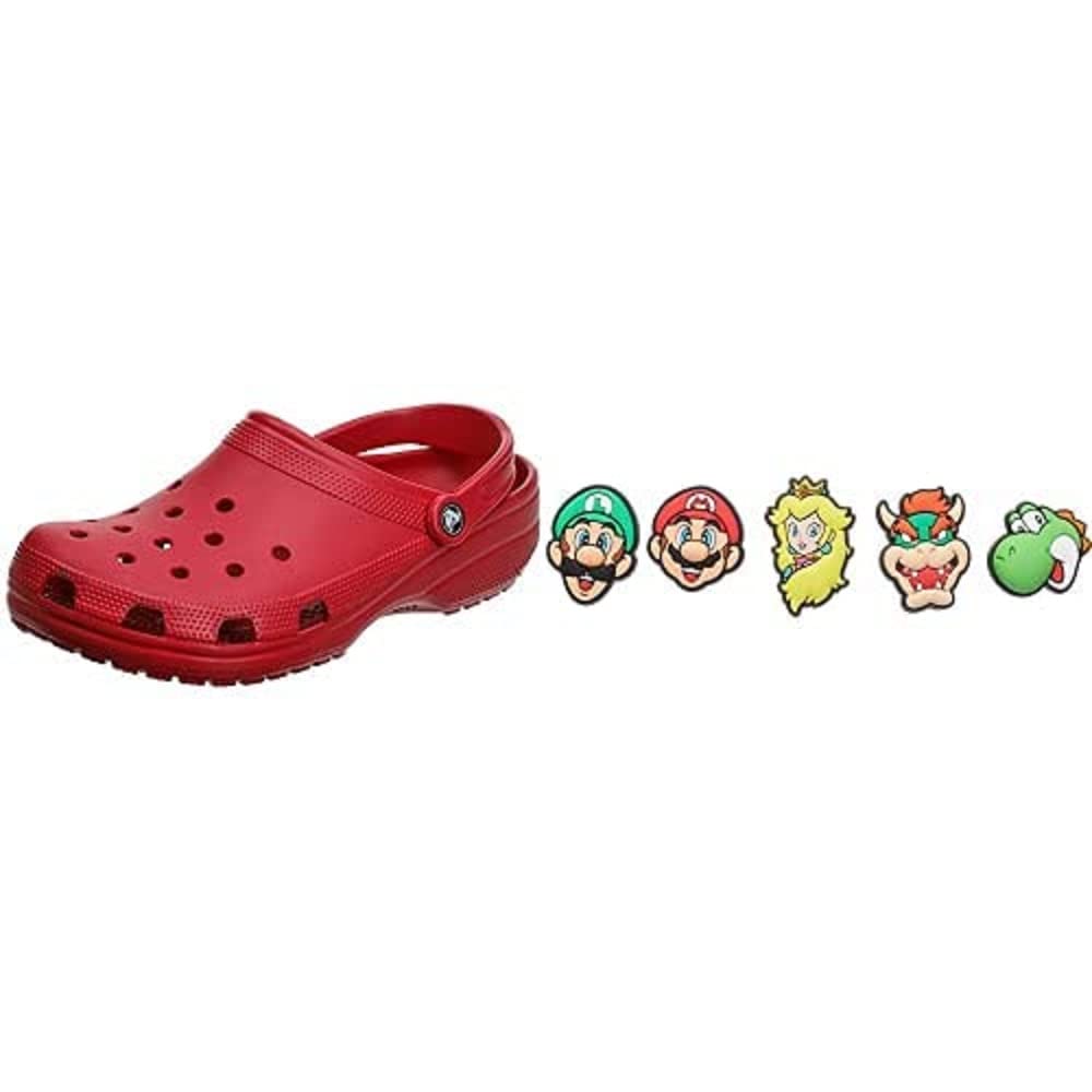 Crocs Classic Clog Shoes for Men & Women with 5-Pack Jibbitz Charms - Comfortable Slip-On Water Shoes for Casual Wear, Outdoor Activities & Home Use