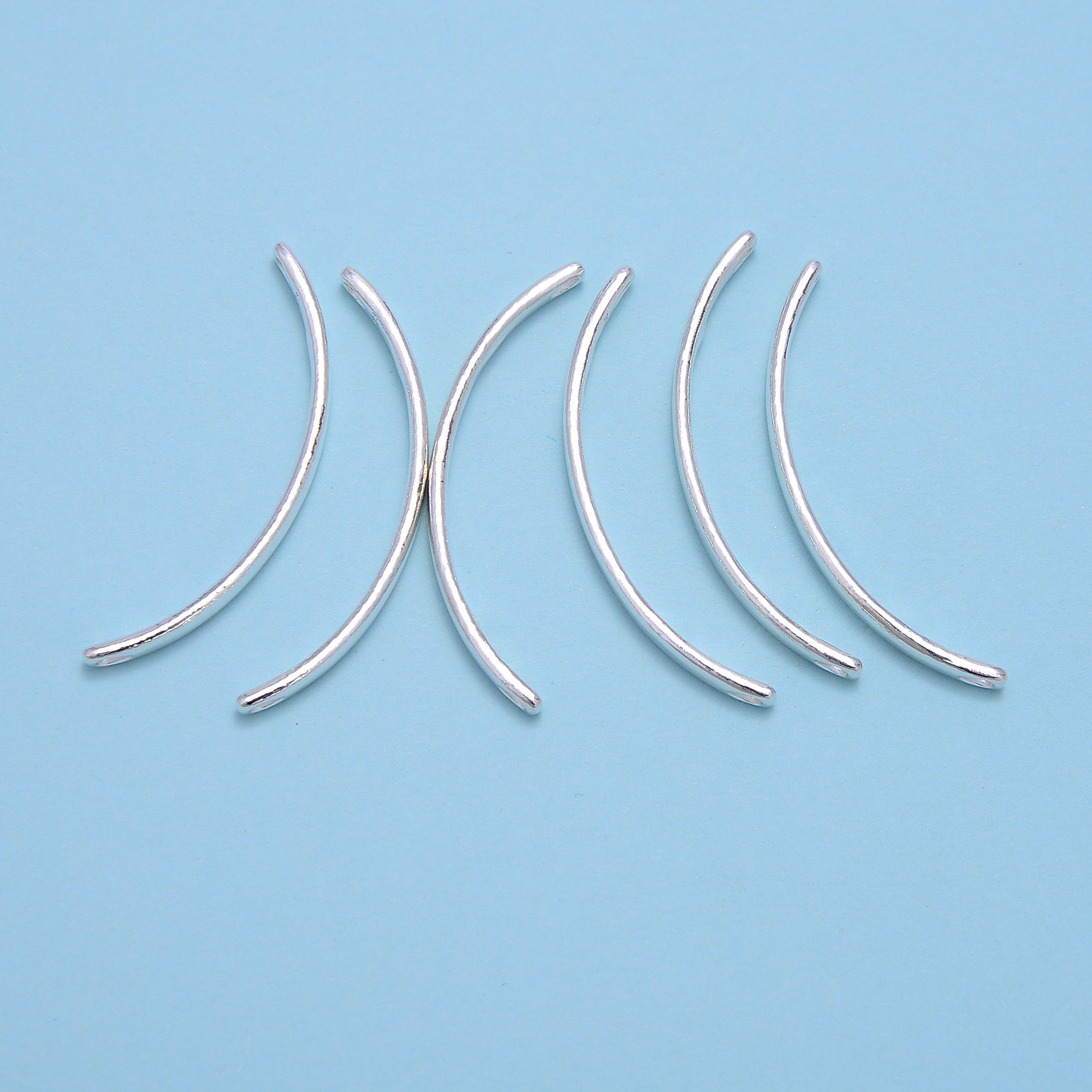 925 Sterling Silver Curved Flat Tube Connector - 4x45mm Size - Jewelry Making Supplies - Perfect for Bracelets, Necklaces & DIY Craft Projects (1 Piece)