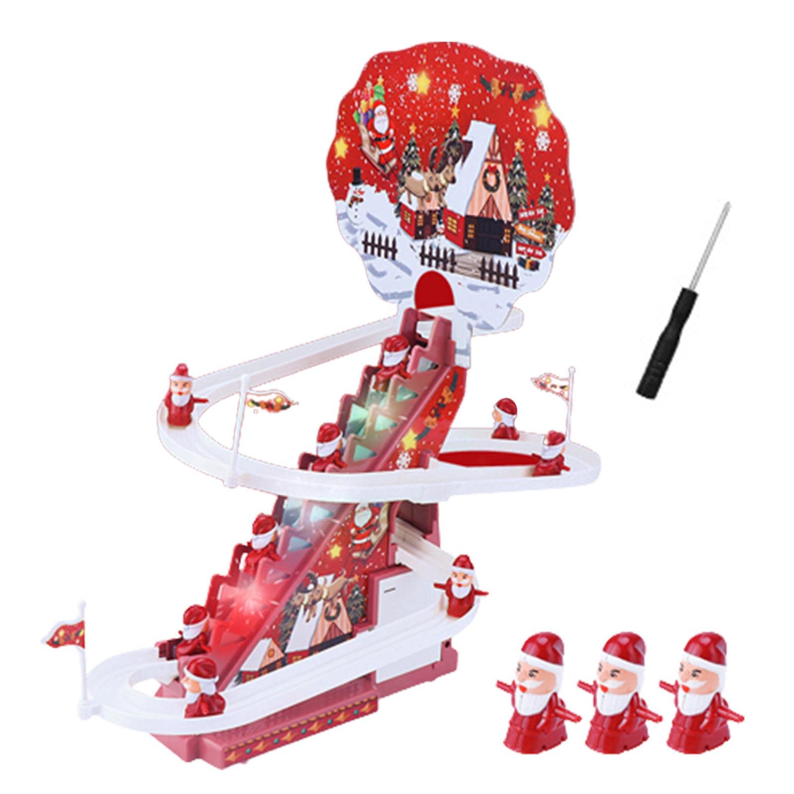 Santa Claus Electric Climbing Ladder Toy - Musical Slider & Underground Roller Coaster Set for Kids - STEM Educational Christmas Gift for Toddlers (Perfect for Holiday Parties & Family Gatherings)