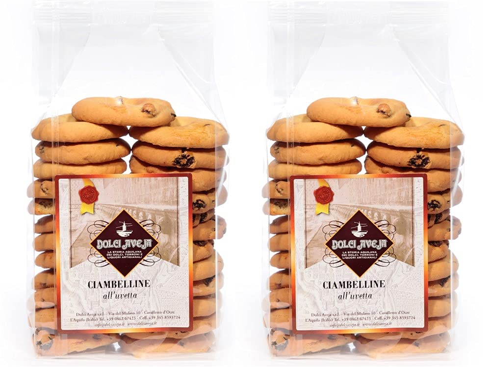 Dolci Aveja Italian Raisin Ciambelline Cookies - 2 Pack (400g Each) | Perfect for Breakfast, Snacks & Coffee Time