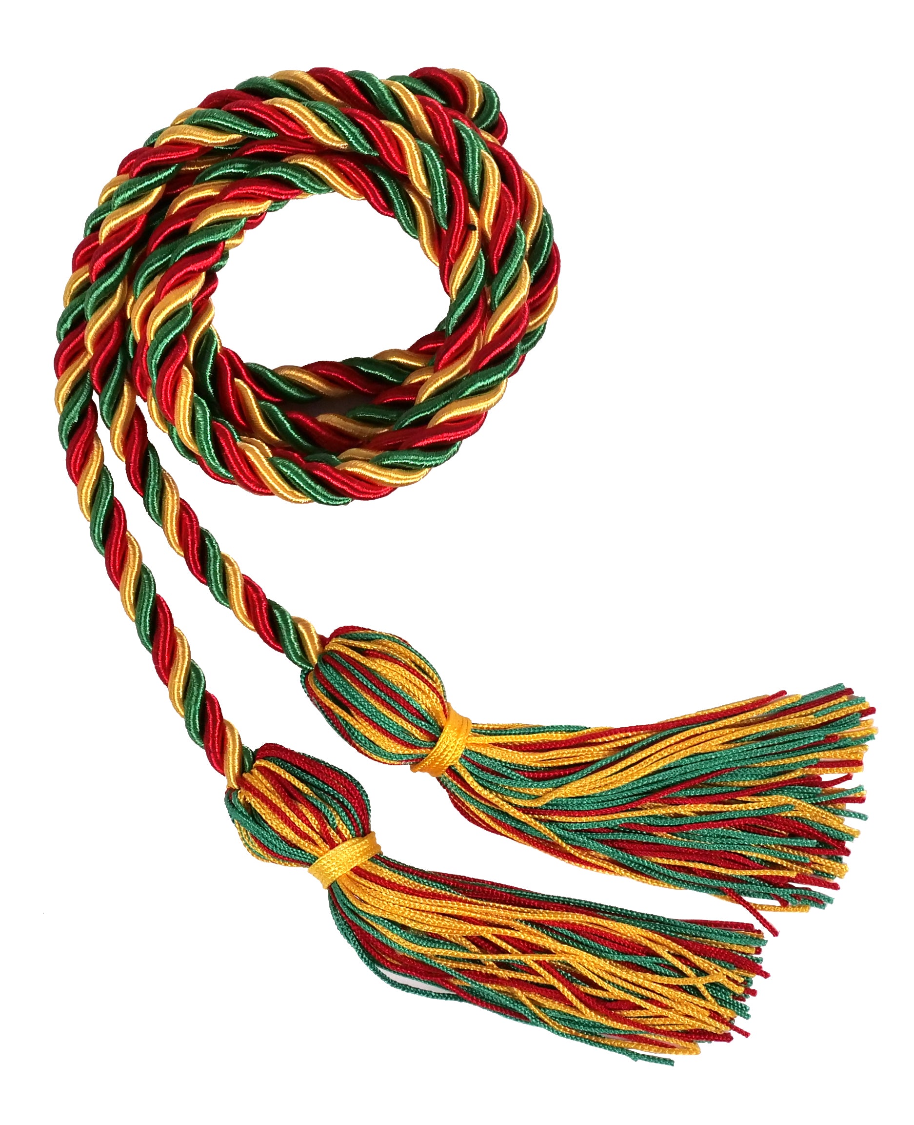 Red, Gold & Kelly Green Graduation Honor Cords - Tri-Color Tassel for High School & College Graduation Ceremonies, Academic Achievements & Honor Society Events