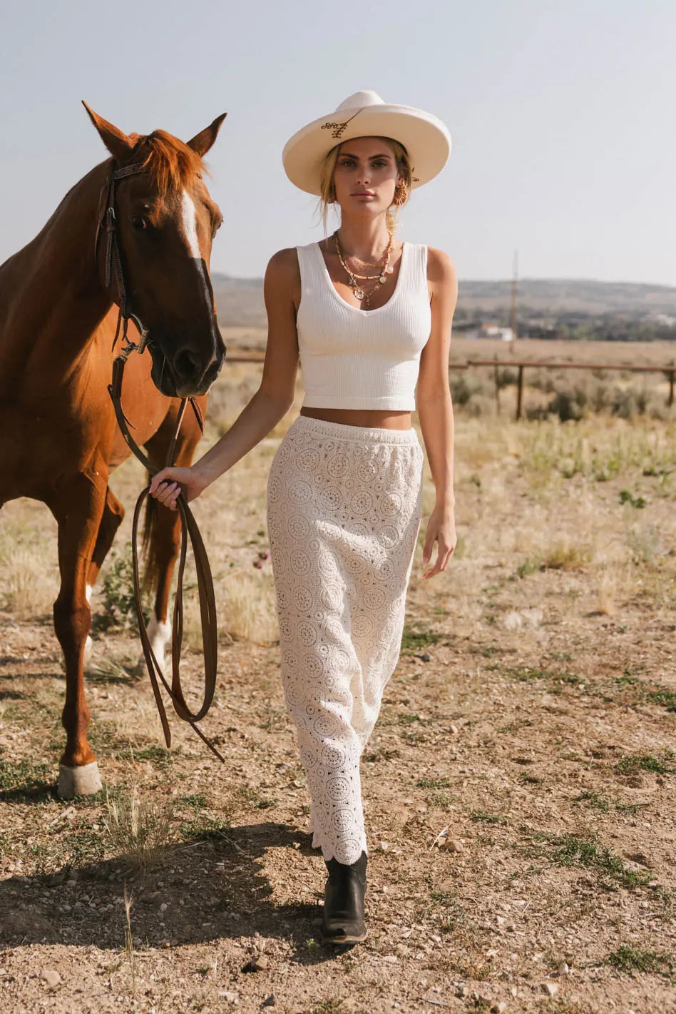 Nanet Crocheted Maxi Skirt in Natural - Boho Chic Handmade Cotton Skirt for Women | Perfect for Beach Vacations, Summer Festivals & Boho Fashion