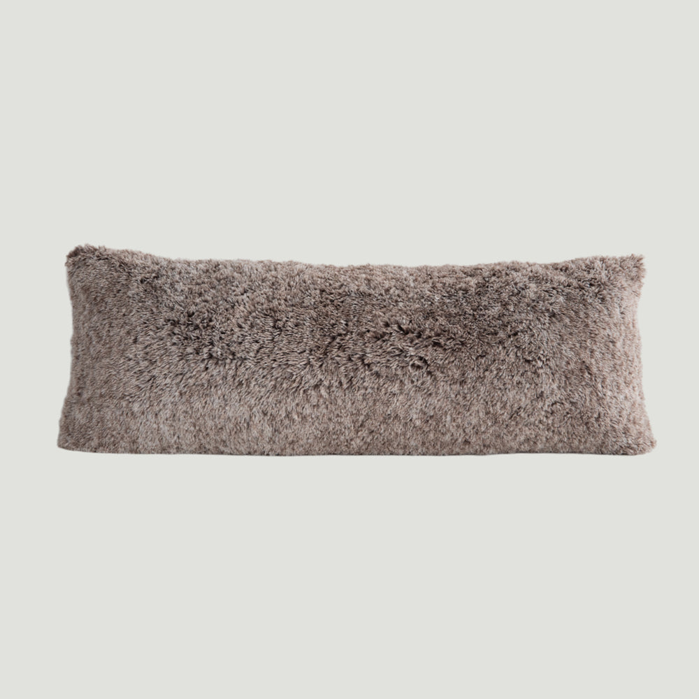 MAXYOYO Ultra Luxury Faux Fur Body Pillow with Memory Foam - 20x54 Inch Coffee Brown - Soft Hugging Pillow for Adults, Washable Cover - Perfect for Sleeping, Lounging & Pregnancy Support