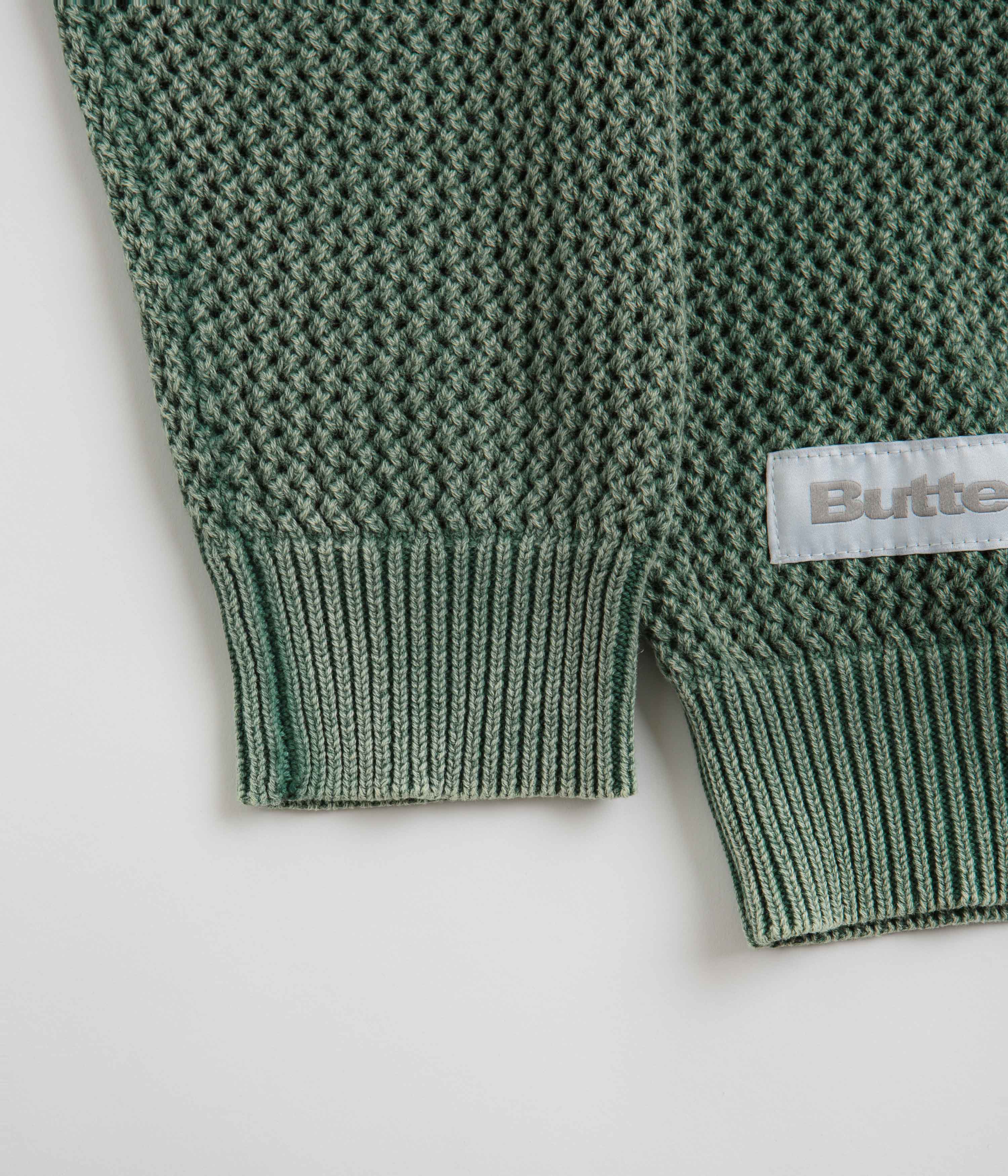 Butter Goods Washed Knitted Sweatshirt - Army Green Vintage Style Pullover for Men & Women | Casual Streetwear, Loungewear, and Fall Fashion Outfits