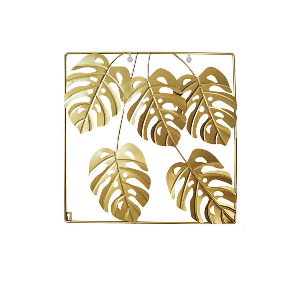 ROUOHUD Gold Metal Leaf Wall Art - Handcrafted Wrought Iron Wall Decor for Home, Office & Bedroom - Elegant Hanging Wall Accent Piece (Color: Gold) | Perfect for Living Room, Dining Area & Entryway Decor