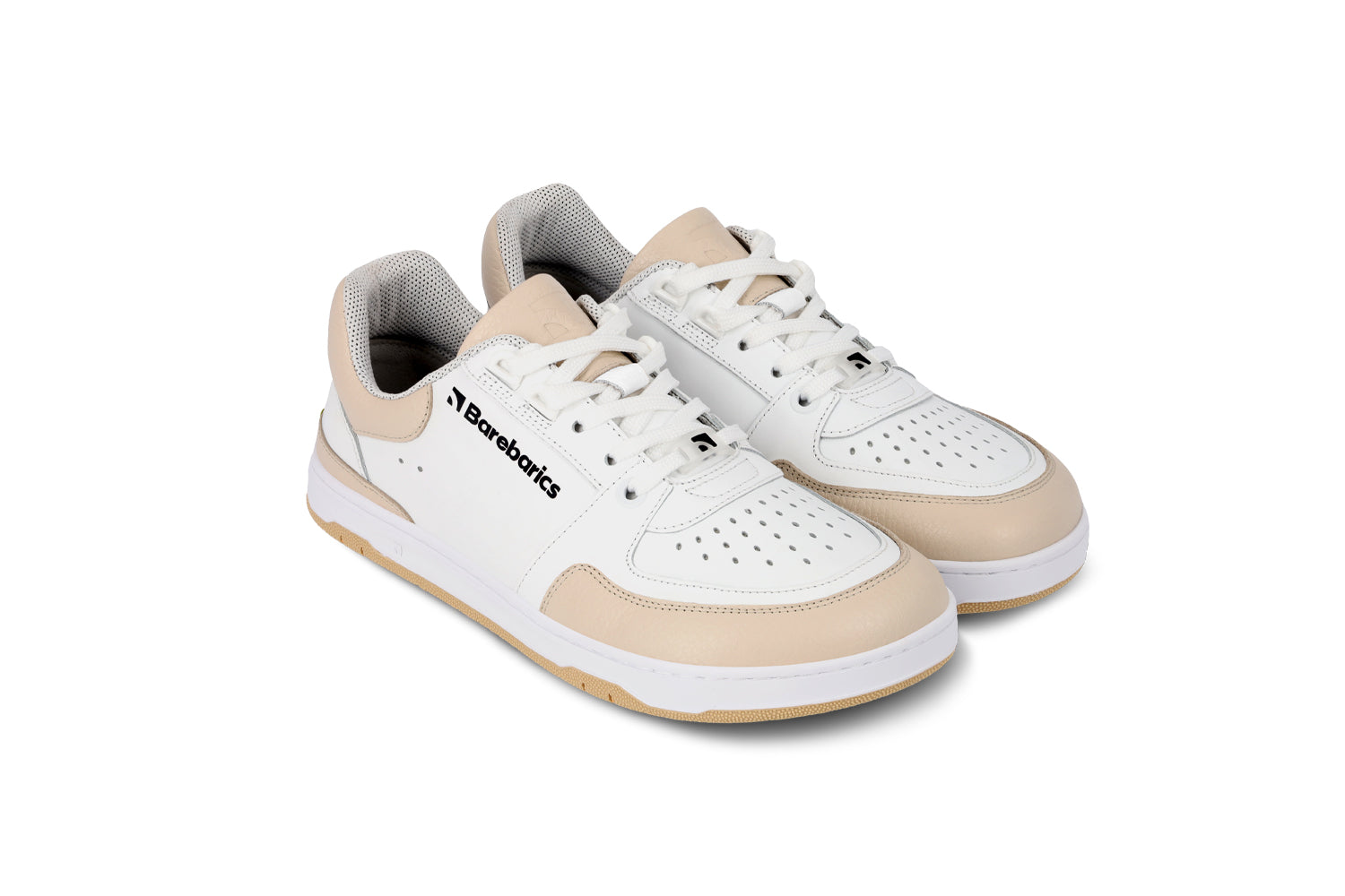 Barefoot Sneakers Barebarics Wave - White & Beige | Minimalist Zero Drop Shoes for Running, Walking & Gym | Lightweight & Flexible Barefoot Design