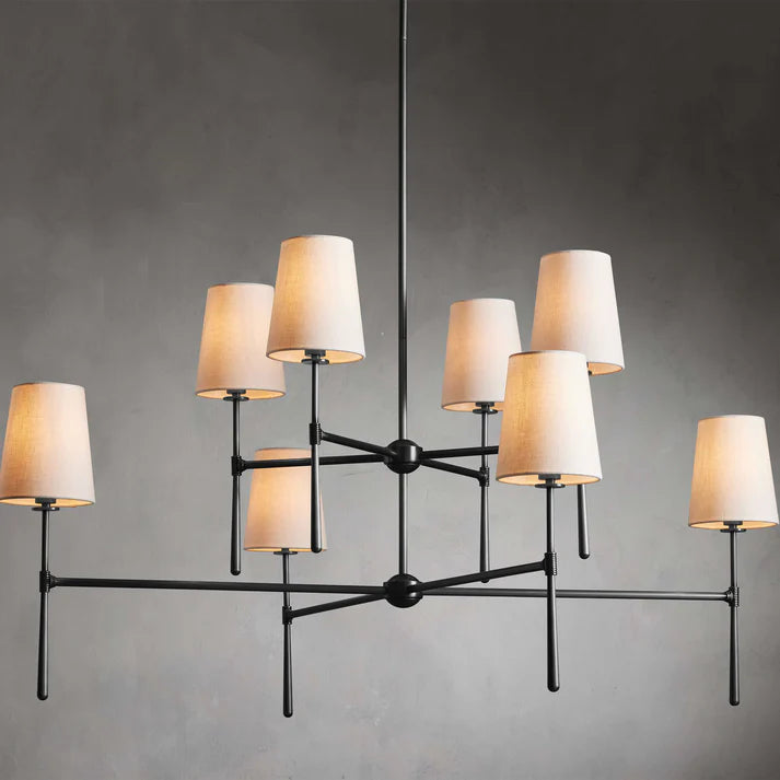 Rhodes 2 Tier Round Chandelier - Elegant Crystal Ceiling Light Fixture for Dining Room, Living Room & Bedroom | Perfect for Home Decor & Interior Design