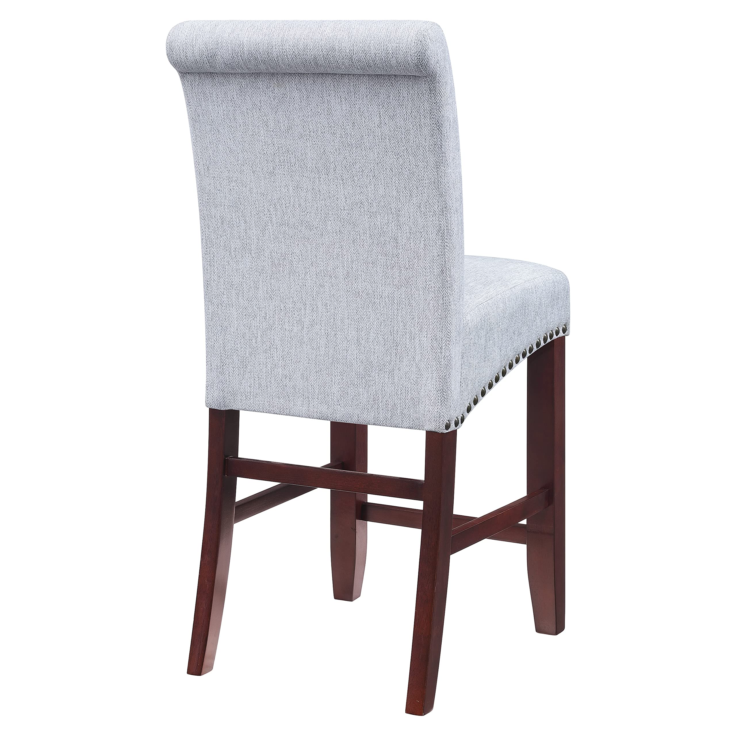 OSP Home Furnishings 24 Inch Parsons Bar Stool with Antique Bronze Nail Heads & Smoke Fabric - Perfect for Kitchen Islands, Breakfast Bars & Modern Dining Areas