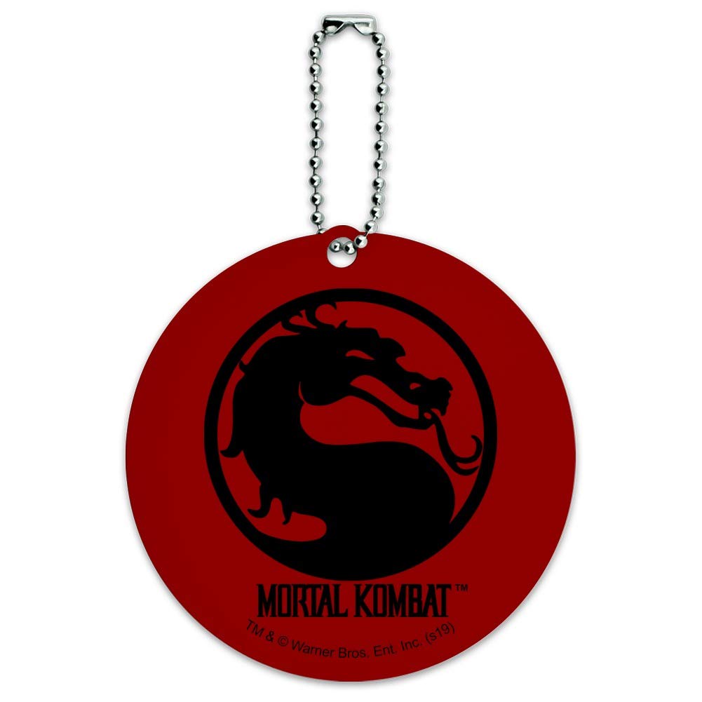 Mortal Kombat Logo Round Luggage ID Tag - Durable Suitcase Name Tag for Travel Bags & Carry-Ons - Perfect for Gamers & Travel Enthusiasts