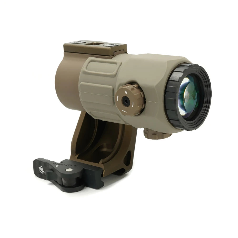Tactical G45 5X Magnifier Scope with FAST FTC Mount - Compatible with Airsoft Guns - US Flag Markings - Black & FDE Color Options - Perfect for Outdoor Shooting, Hunting, and Tactical Training