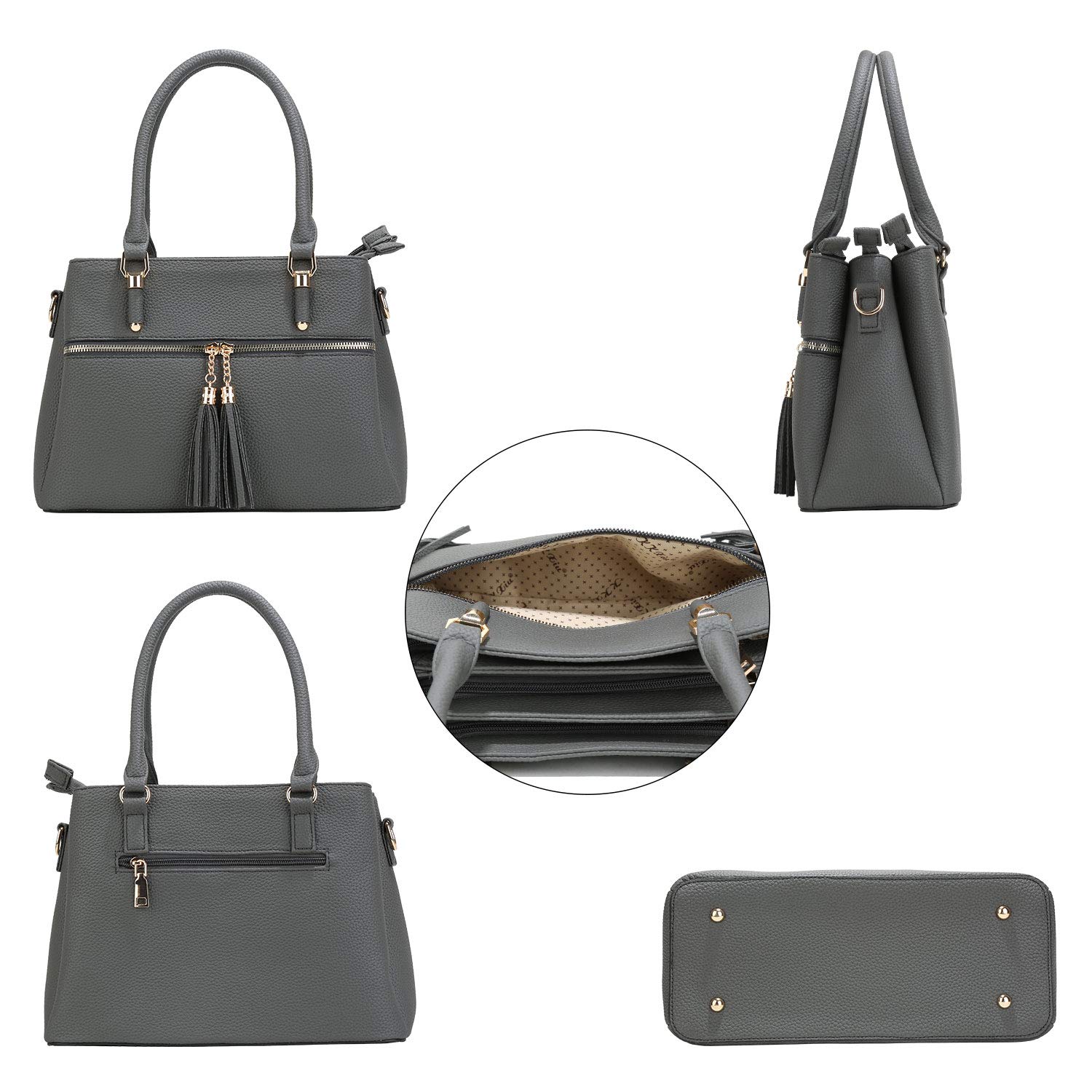 KKXIU Women's Leather Crossbody Bag with Zipper Pockets - Stylish Satchel Shoulder Purse for Work, Travel & Everyday Use