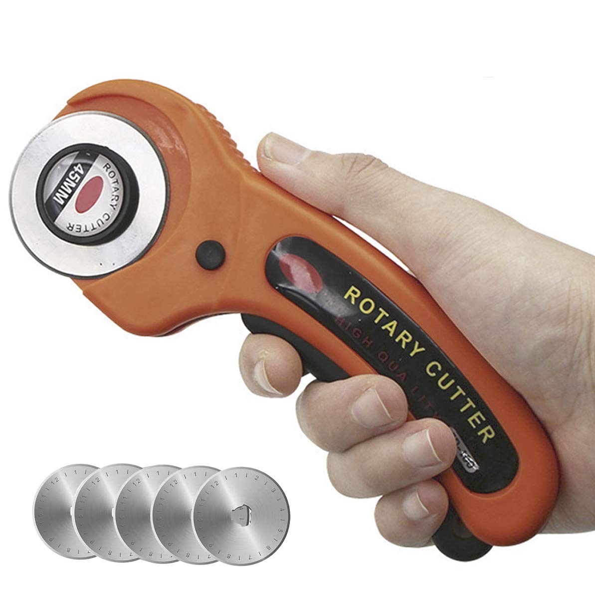 45mm Rotary Cutter Set with 5 Replacement Blades - Professional Fabric Cutting Tool for Sewing, Quilting, Patchwork & DIY Crafts | Perfect for Fabric, Leather, Vinyl & Paper Cutting Projects