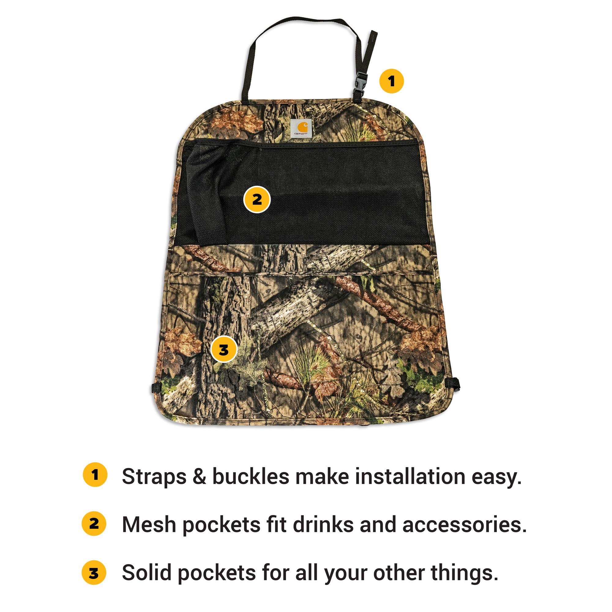 Carhartt Seatback Organizer - Durable Car Storage Organizer with Multiple Pockets for Phones, Keys & Essentials | Perfect for Road Trips, Commuting & Family Travel