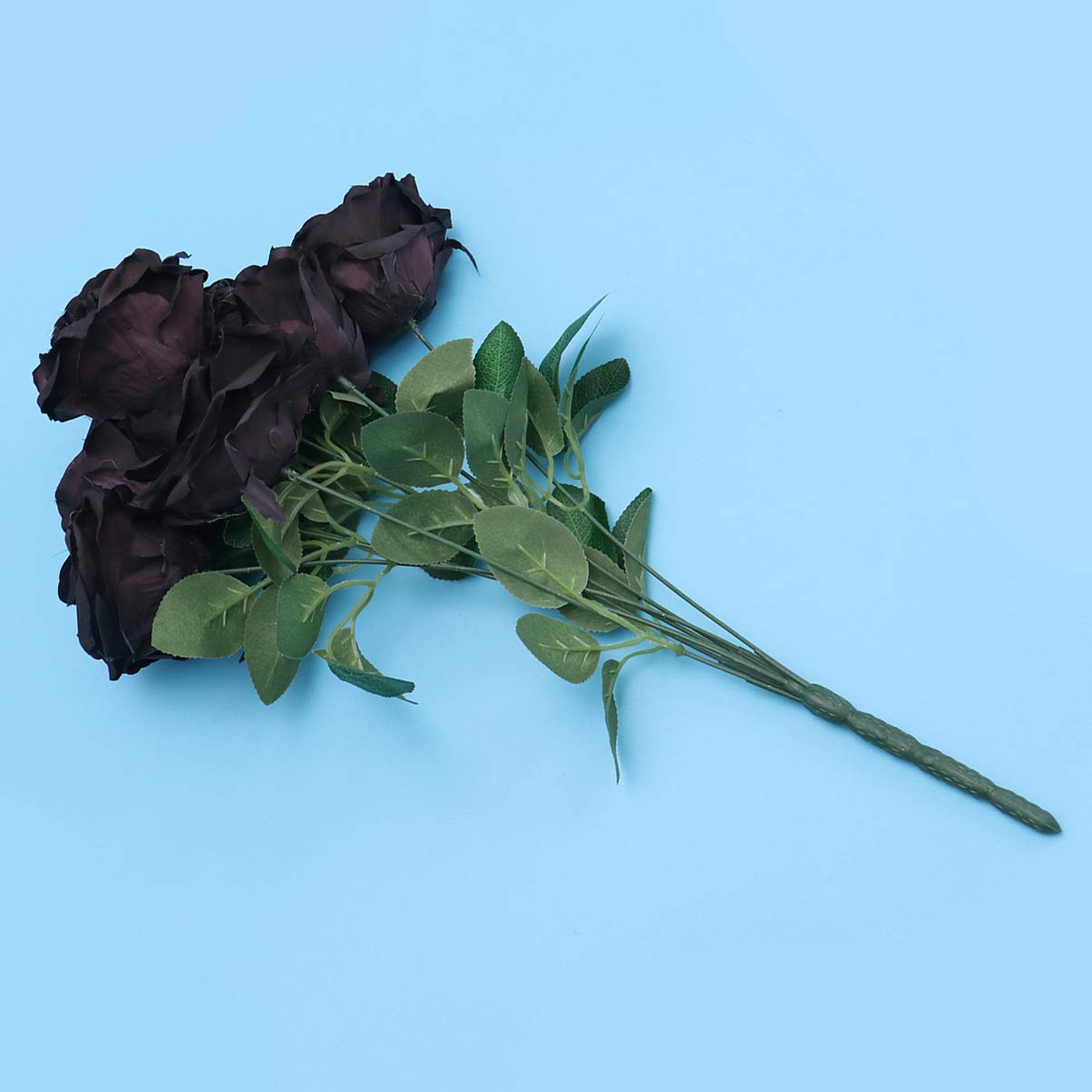 7 Black Artificial Roses - Realistic Fake Flower Stems for Wedding Bouquets, Party Decor, and Home Decoration | Elegant Black Rose Centerpieces for Weddings, Events, and Table Arrangements