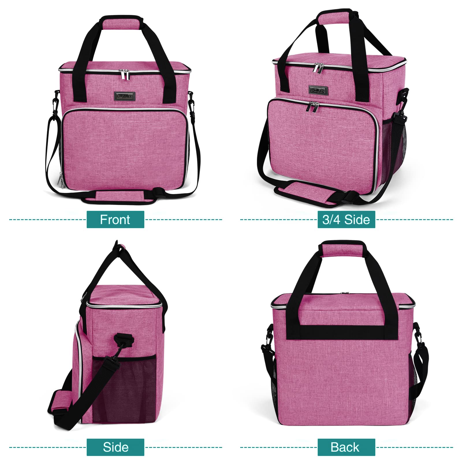 BAGLHER Dog Travel Bag - Waterproof Pet Carrier with 2 Food Containers & Collapsible Bowls | Essential Travel Accessories for Dogs & Cats | Perfect for Road Trips, Airplane Travel & Outdoor Adventures (Pink)