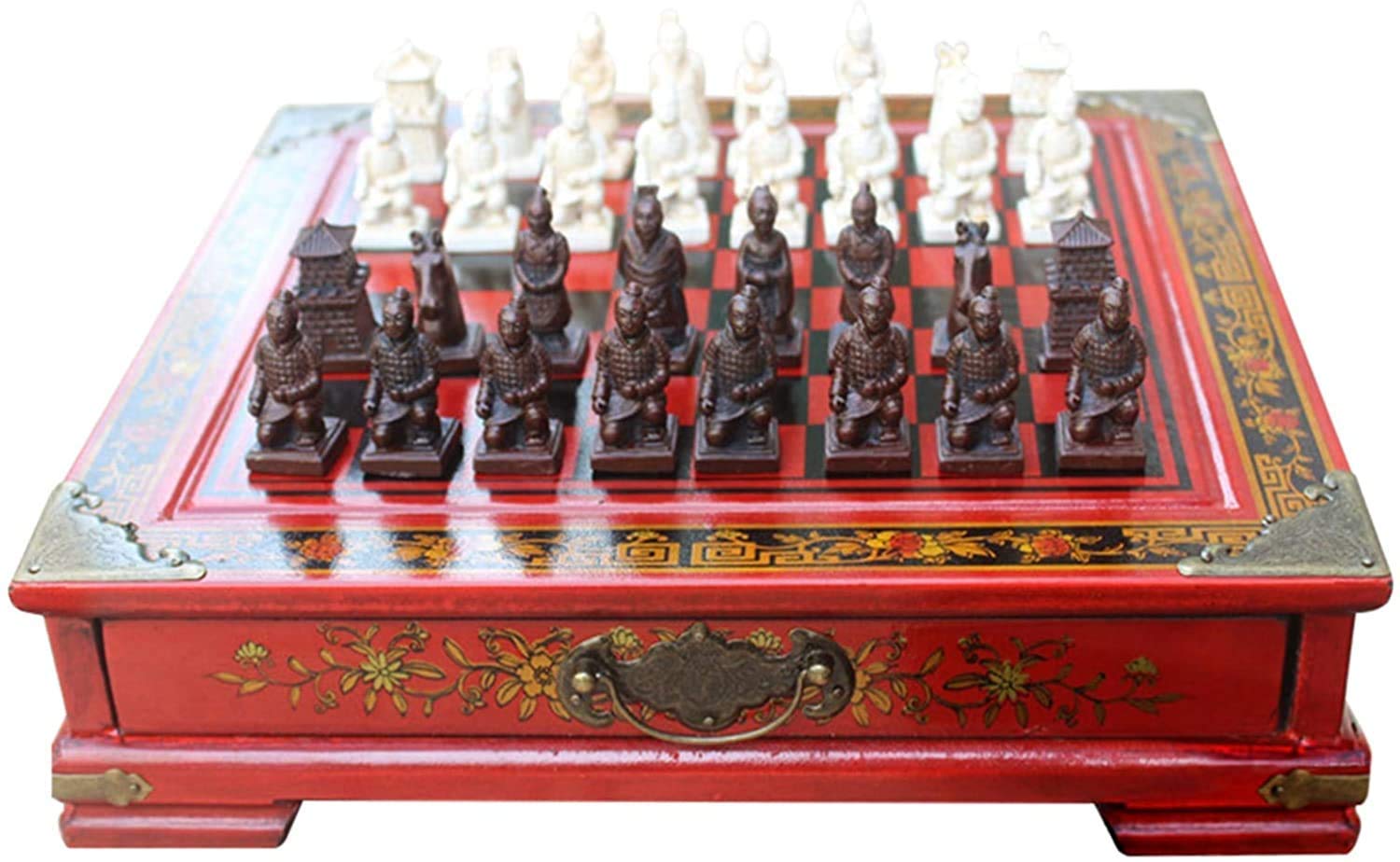 ZCYXQR Terracotta Army Chess Set - Chinese Warrior Themed International Chess for Adults & Kids | Portable Board Game for Home, Office, Party & Travel | Unique Collector's Gift for Chess Lovers