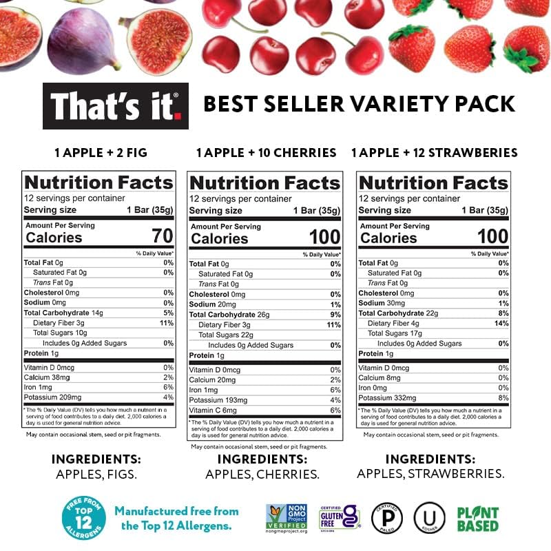 Healthy Fruit Snacks Gift Box (20 Pack) - 100% Natural, Gluten-Free, Vegan Fruit Bars Variety Pack | Perfect for Office Snacks, School Lunches & On-the-Go Energy Boost
