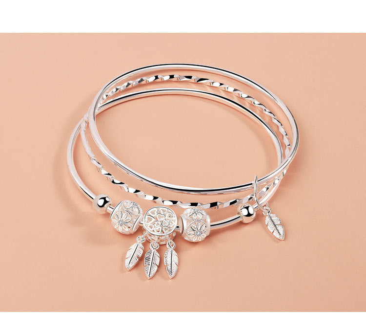 Elegant Solid Three Rings Bracelet for Tanabata & Valentine's Day - Perfect Romantic Gift for Couples, Anniversaries & Special Occasions