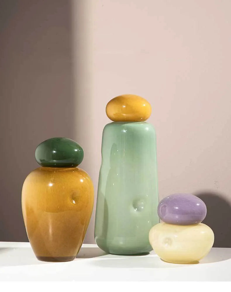 Pebble Glow Glass Vase - Elegant Decorative Vase for Home, Wedding, and Party Decor - Perfect for Centerpieces, Floral Arrangements, and Gift Giving