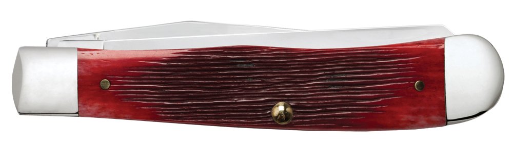 Premium John Wyne Trapper Pocket Knife Gift Set with Dark Red Case - Perfect for Camping, Hunting & Outdoor Adventures