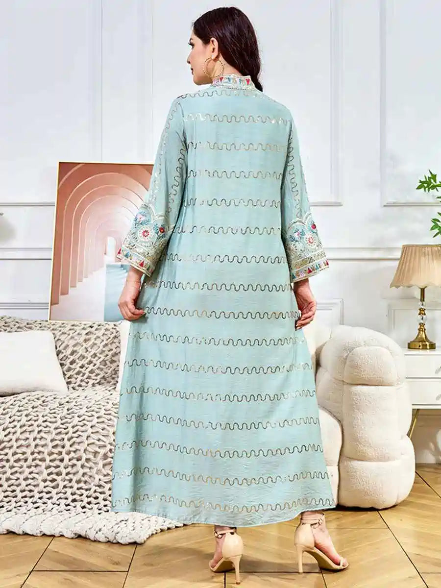 Elegant Eid Sequins Caftan Dress for Women - Glamorous Evening Party Gown with Sparkling Embellishments | Perfect for Holiday Celebrations, Weddings & Special Occasions