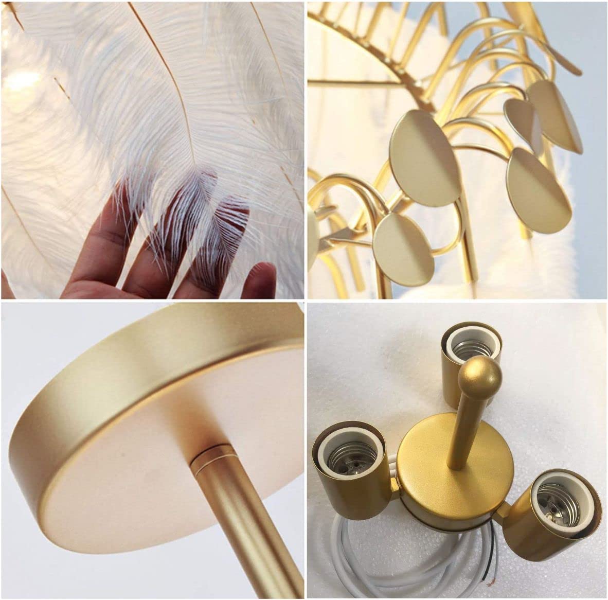 Modern Nordic Feather Pendant Light - Elegant Feather Chandelier for Bedroom, Dining Room & Girls Room | BOKT Large Feather Hanging Lamp for Romantic Home Decor & Ceiling Lighting