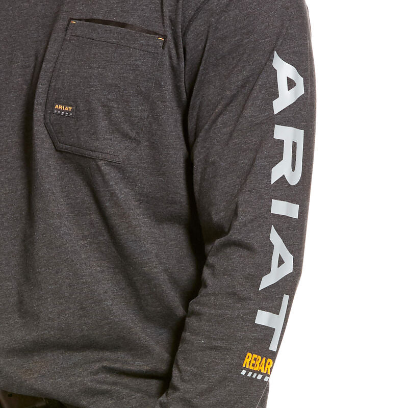 Ariat Men's Rebar Workman Logo T-Shirt - Charcoal Heather | Comfortable Cotton Workwear for Construction & Outdoor Activities