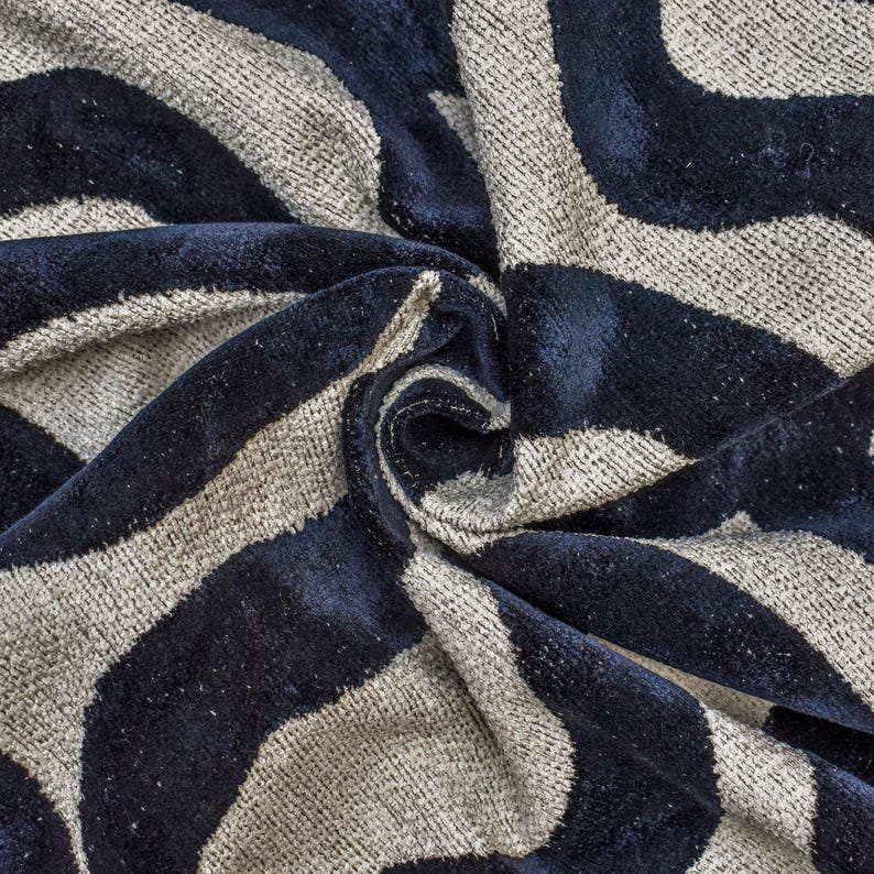 Premium Black Jacquard Velvet Fabric by the Yard - Luxury Upholstery & Drapery Material for Sofas, Curtains, and Home Decor Projects