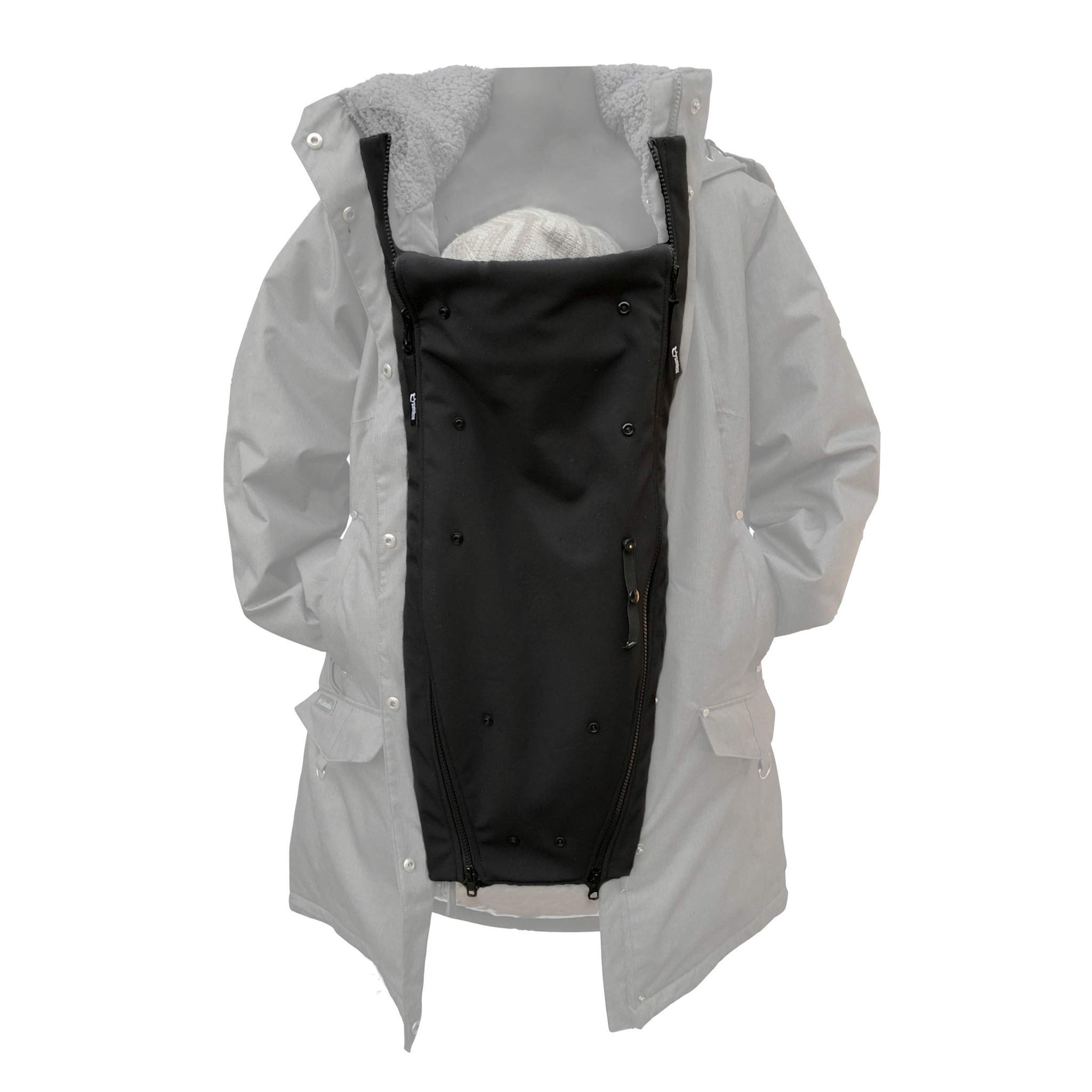 MakeMyBellyFit Universal Jacket Extender for Pregnancy & Baby Carriers - Fits Most Zippers, Adjustable Black Maternity Wear - Perfect for Cold Weather & Nursing Moms
