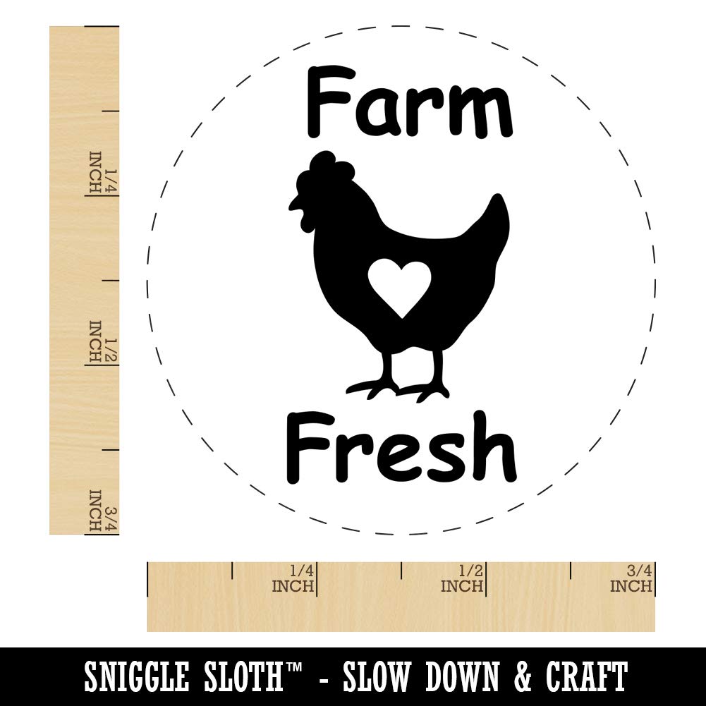 Farm Fresh Chicken with Heart Chicken Egg Rubber Stamp - 3/4 Inch Small Craft Stamp for Scrapbooking, Card Making, and DIY Projects