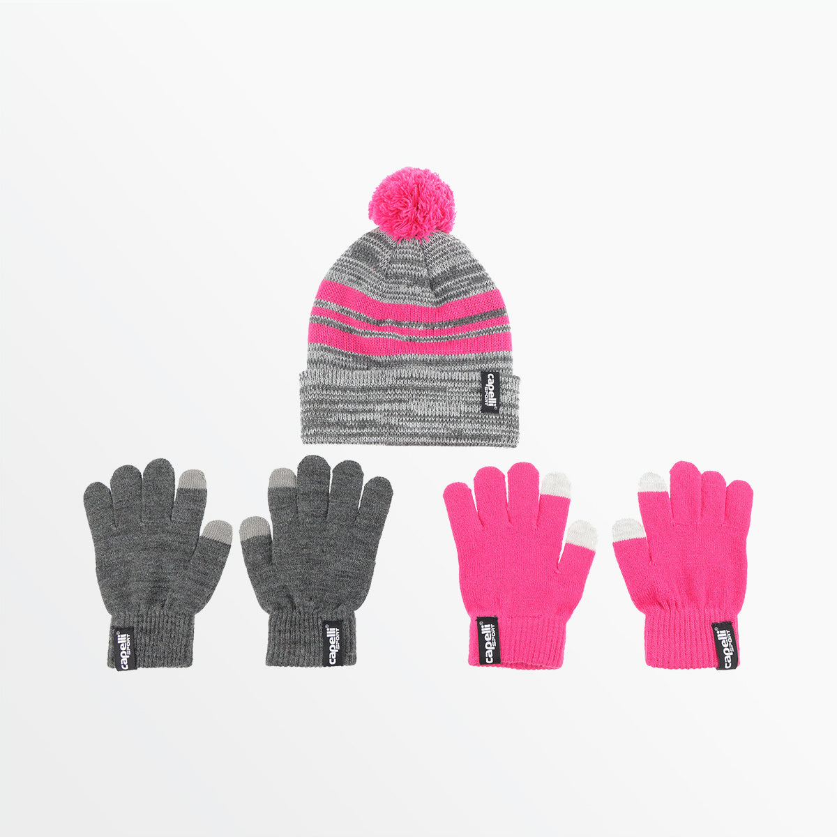 Youth Striped Hat and Gloves Set - Warm Winter Knit Beanie & Mittens for Boys and Girls - Perfect for Snow Play, Skiing, and Outdoor Activities