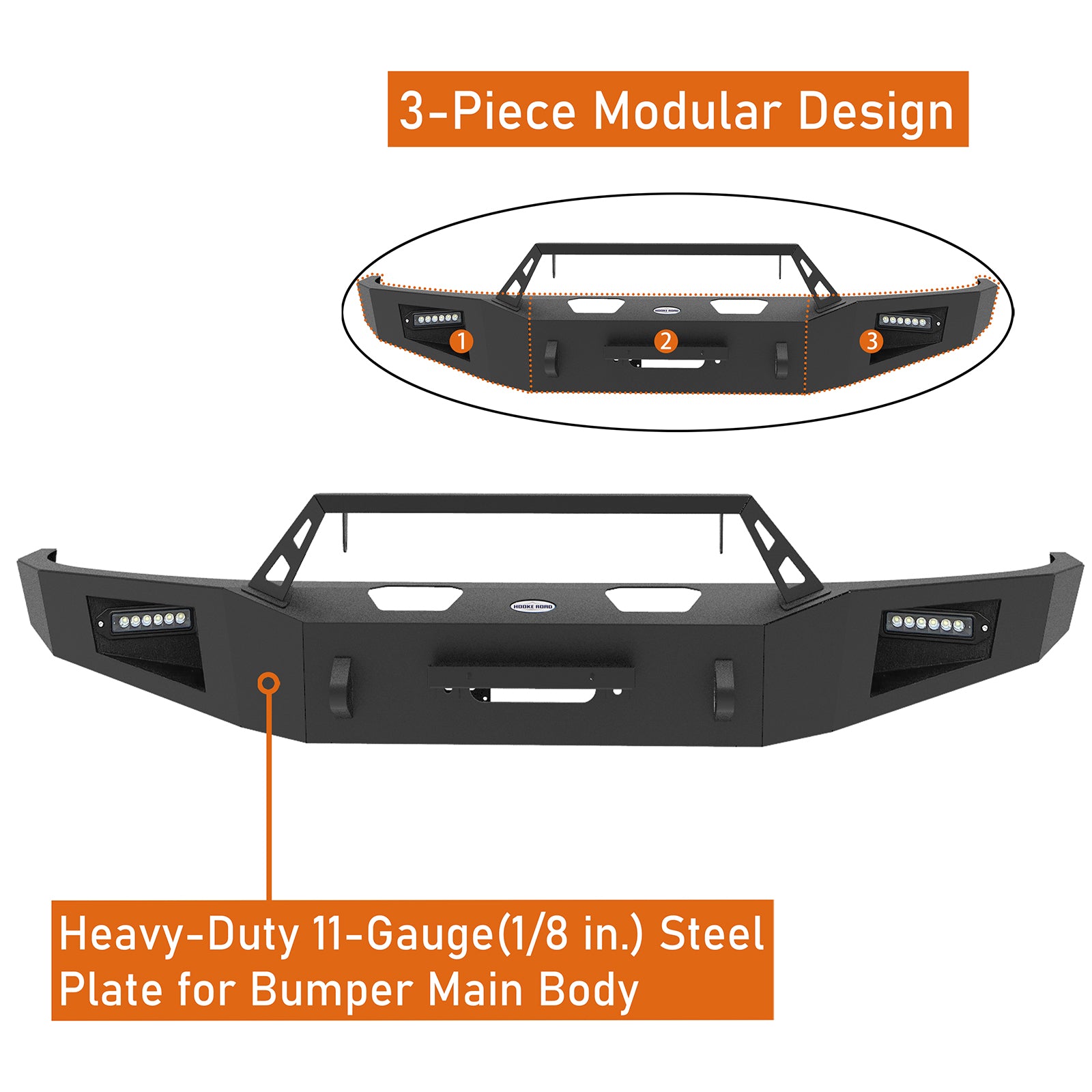 Hooke Road Heavy Duty Front Winch Bumper for 2004-2008 Ford F-150 | Off-Road Adventure & Recovery Bumper | Perfect for Towing, Winching & Off-Roading