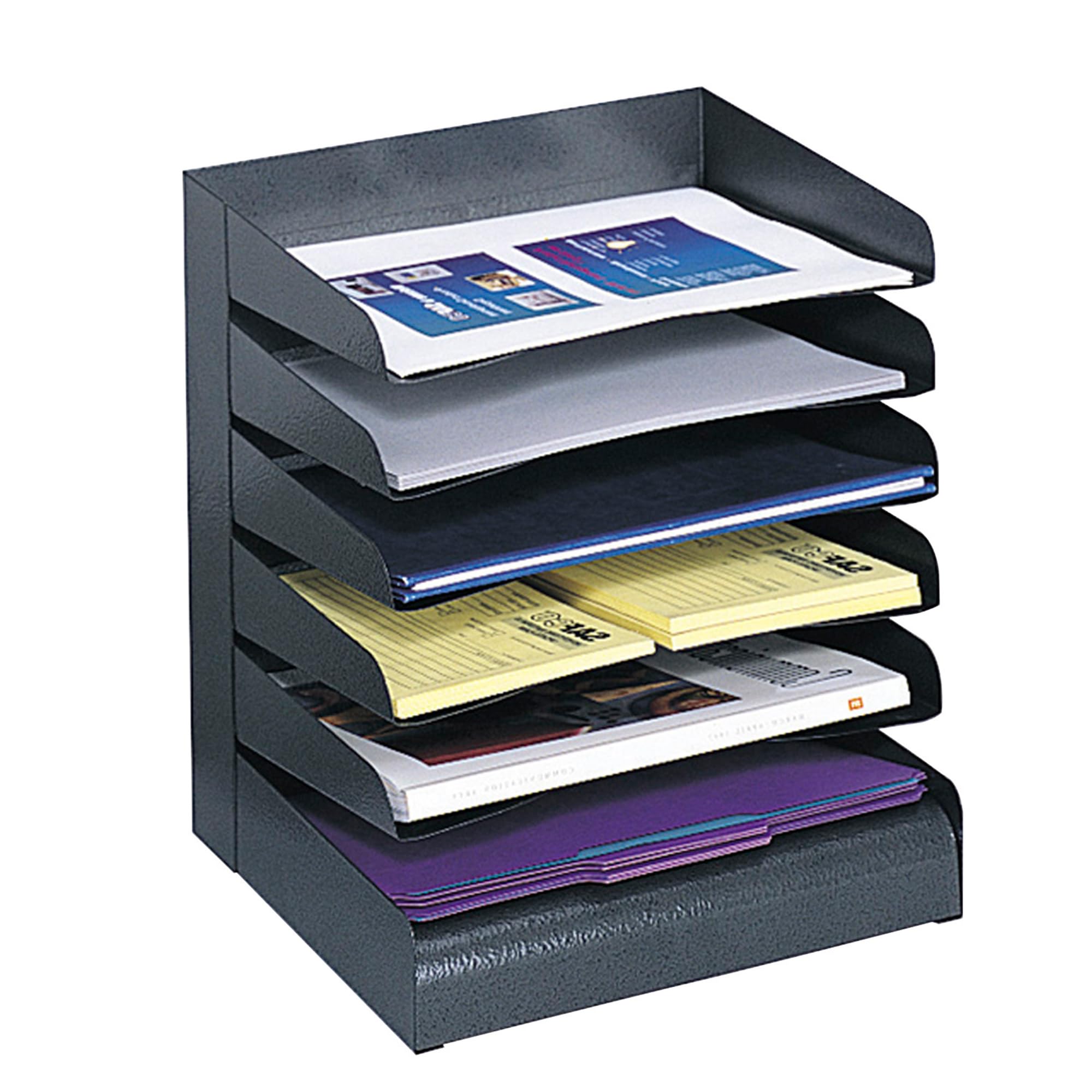 Safco 6-Shelf Black Steel Desk Organizer - Heavy Duty Office & Classroom Mailbox, Mail Sorter for Teachers, Home Office, and Commercial Use - Durable File Storage Solution for Documents, Letters, and Office Supplies