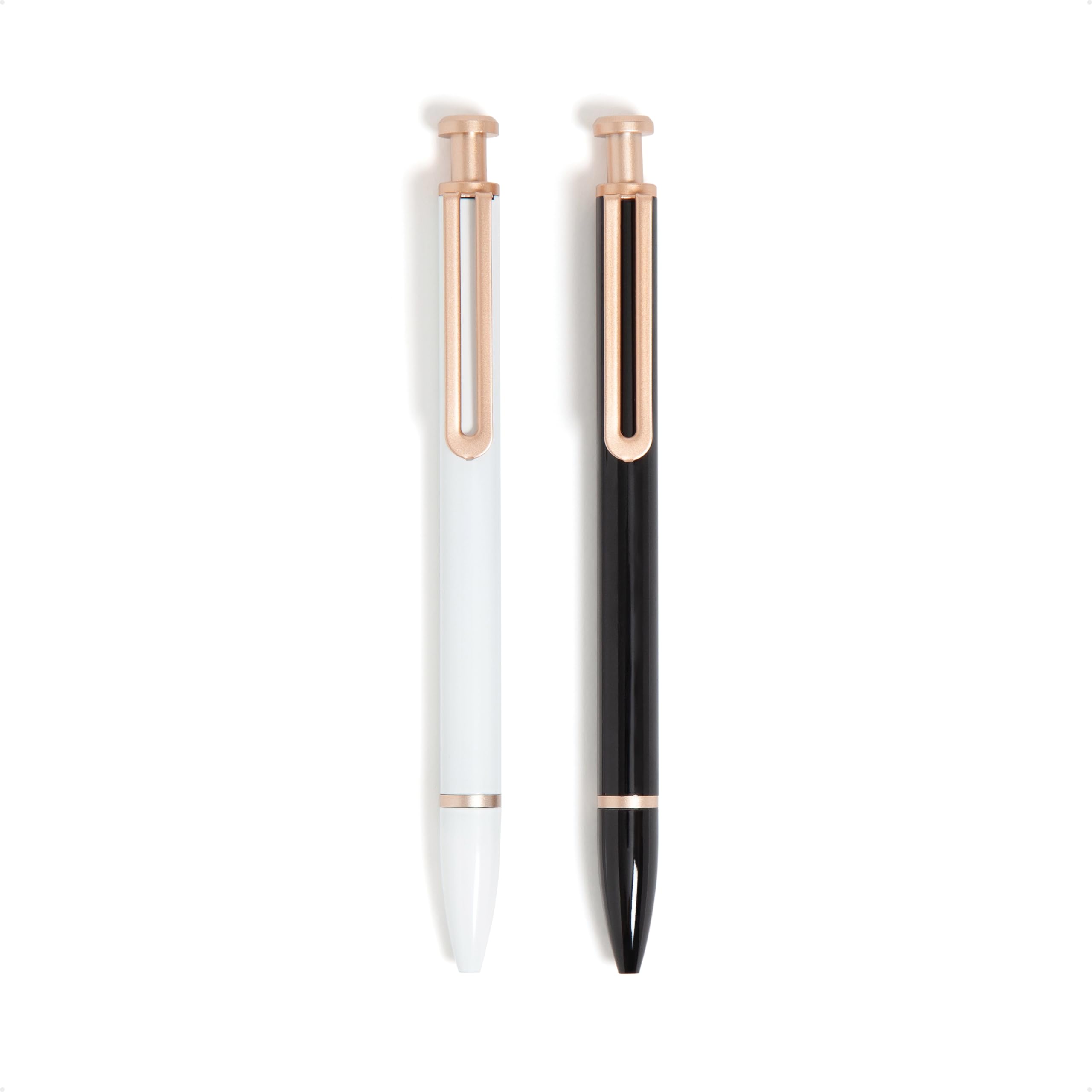 U Brands Monterey Ballpoint Pens - Set of 2 (Black & White with Gold Accents) - 1.0mm Bold Point Black Ink - Premium Writing Pens for Office, School & Gift Giving