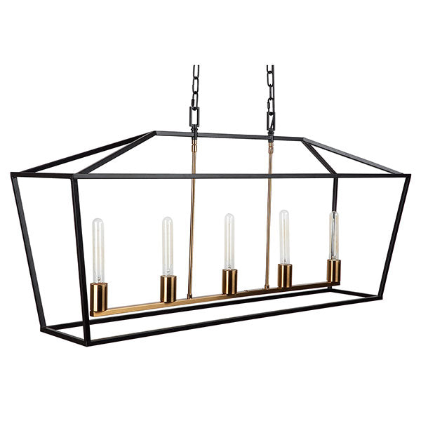 Black Café Lighting Le Mans Long ES 5-Light Pendant - Perfect for Restaurants, Coffee Shops & Home Dining Room Decor