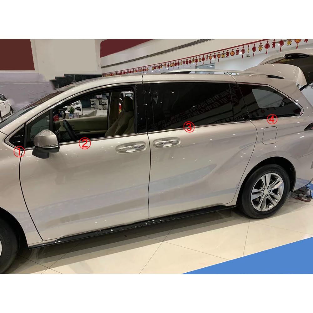 Beautost Stainless Steel Window Sill Molding Cover Trim for Toyota Sienna 2021-2025 - Durable Car Door Frame Protector for Scratch Resistance & Enhanced Style