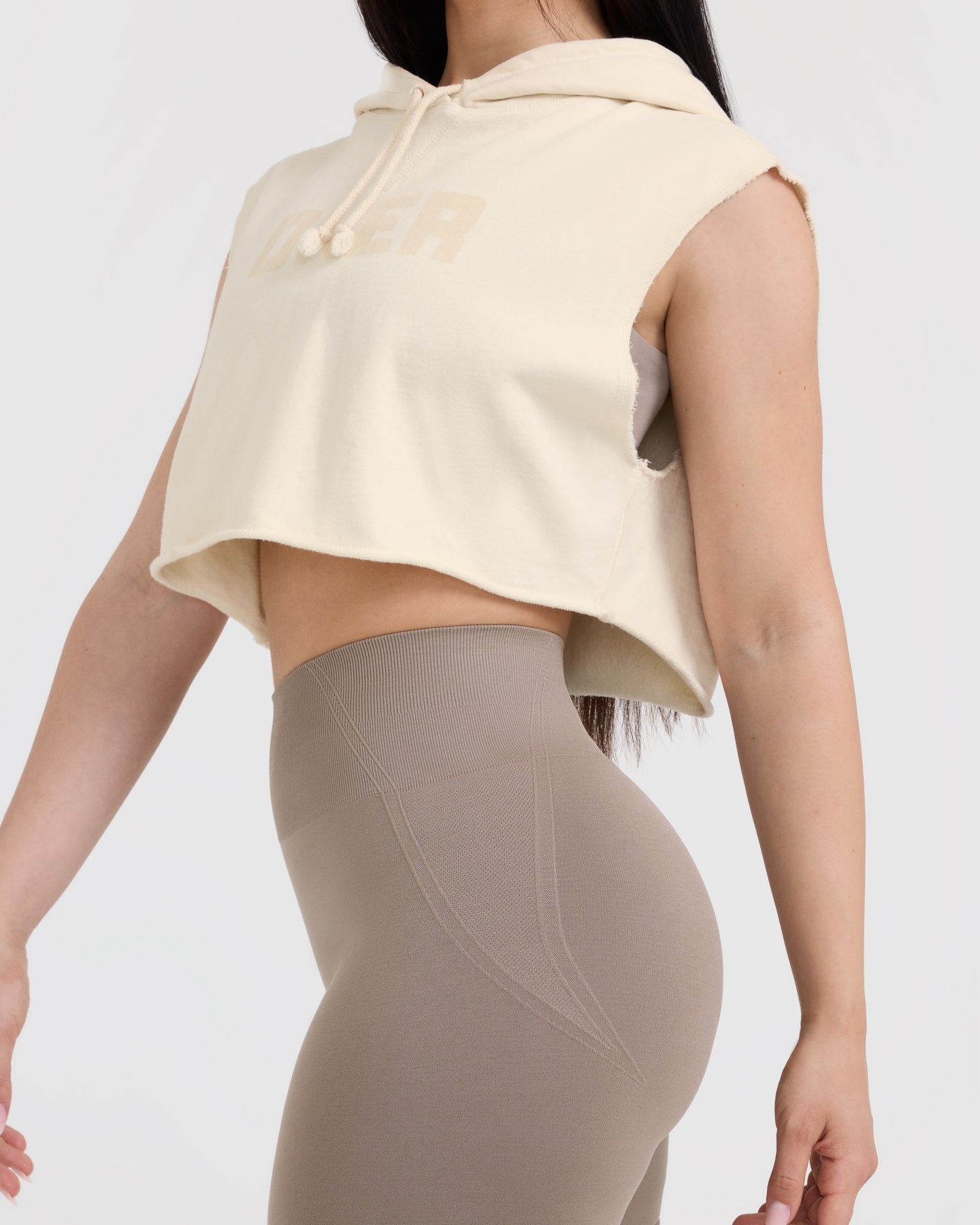 Raw Lounge Sleeveless Crop Hoodie for Women - Soft Oversized Pullover Sweatshirt | Off White | Perfect for Yoga, Gym & Casual Streetwear