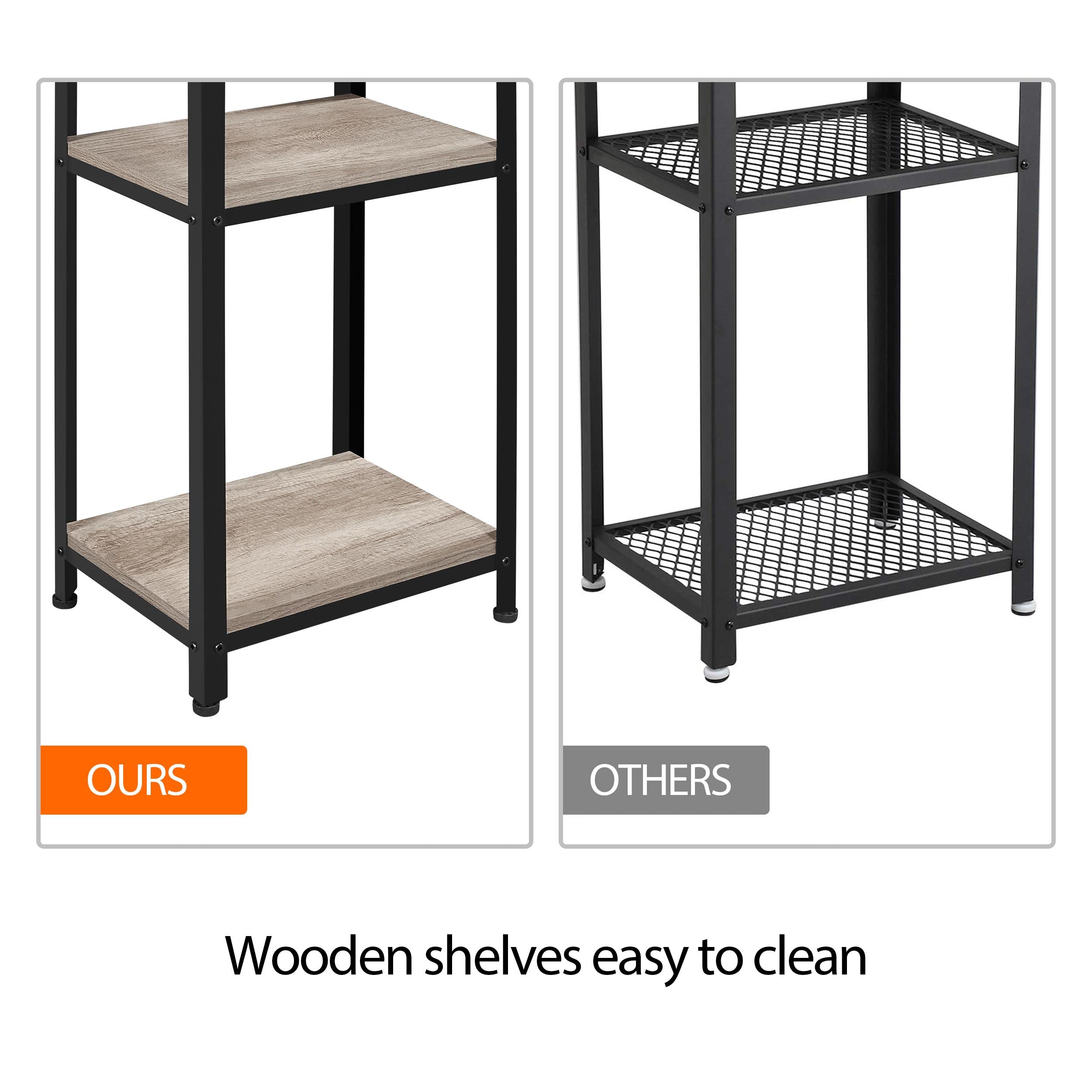 Yaheetech 30 Inch Tall 3-Tier End Table with Sturdy Wooden Shelves & Metal Frame - Small Side Table for Living Room, Office, Bedroom, Dorm - Space Saving Furniture in Gray (Perfect for Small Spaces & Home Decor)