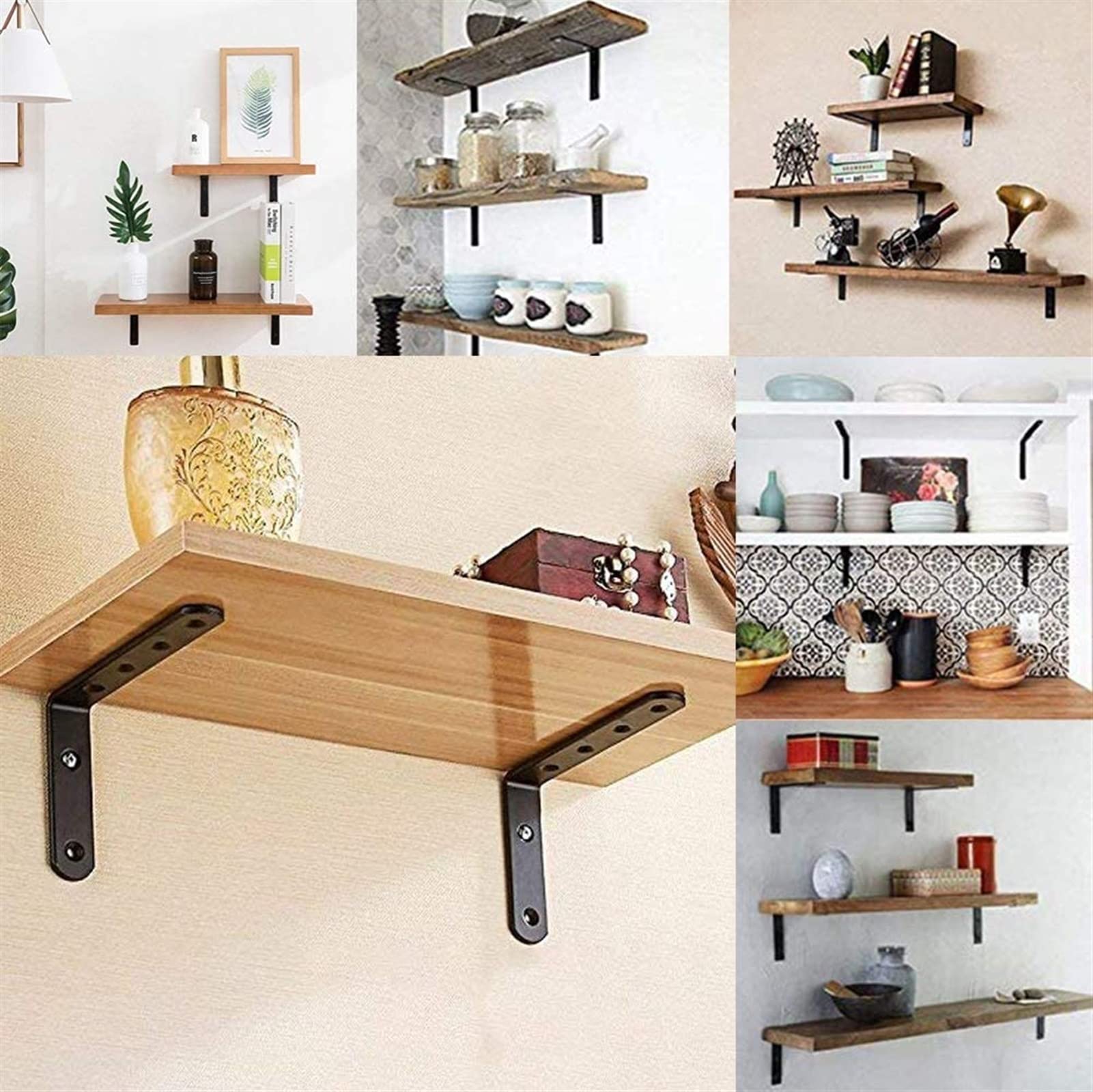 8-Piece Black Angle Iron Wall Bracket - Heavy Duty Right Angle Corner Brace for Shelves, Frames, and Furniture - Perfect for Home DIY Projects and Woodworking Support