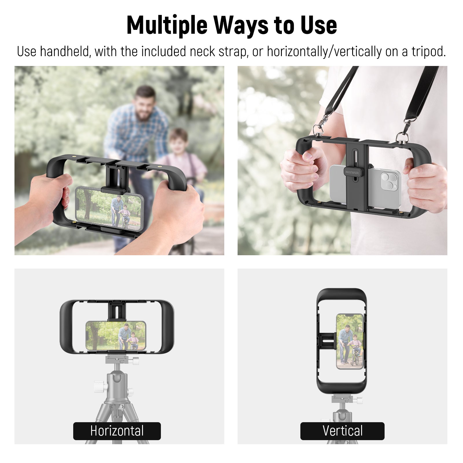 NEEWER A104 Smartphone Video Rig with Adjustable Neck Strap - Professional Stabilizer for Vlogging, Live Streaming & Content Creation