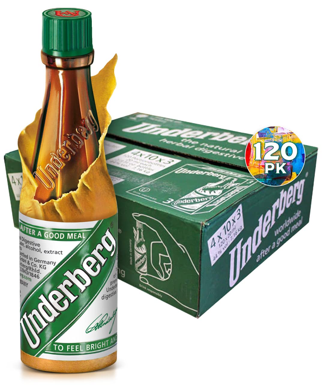 3-Pack Underberg Herbal Digestive Bitters Bottles (Packaging May Vary) - Perfect for After Meals, Travel & Cocktail Mixing