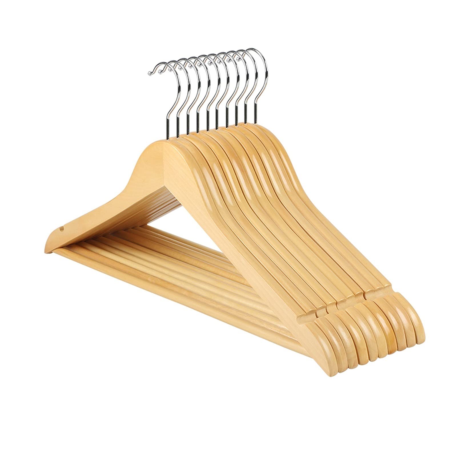 Premium 20-Pack Solid Wood Suit Hangers with Non-Slip Pants Bar - Smooth Finish Wooden Coat Hangers for Jackets, Dresses, Pants & Camisoles | Multi-Purpose Closet Organizer for Home, Office & Retail Store Displays