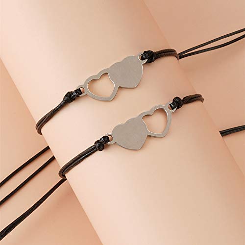 Matching Heart Wish Bracelets Set for Sisters - Adjustable Sister Bracelets Jewelry Gifts (Perfect for Birthdays, Anniversaries & Best Friend Gifts)