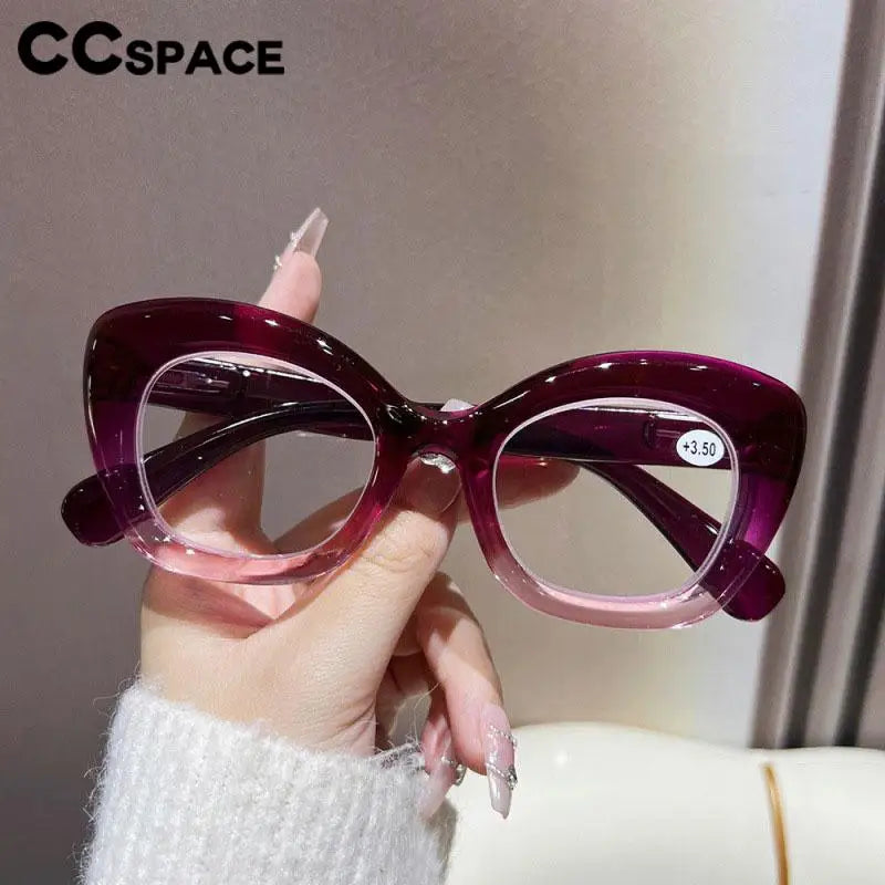 CCspace Unisex Full Rim Oval Thick Polycarbonate Reading Glasses 57478 | Blue Light Blocking | +1.0 to +4.0 Magnification | Perfect for Office Work, Reading & Computer Use