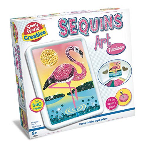Small World Toys Sequins Art Flamingo - Creative DIY Craft Kit for Kids | Fun Sensory Play & Home Decor | Perfect for Birthday Gifts & Classroom Activities