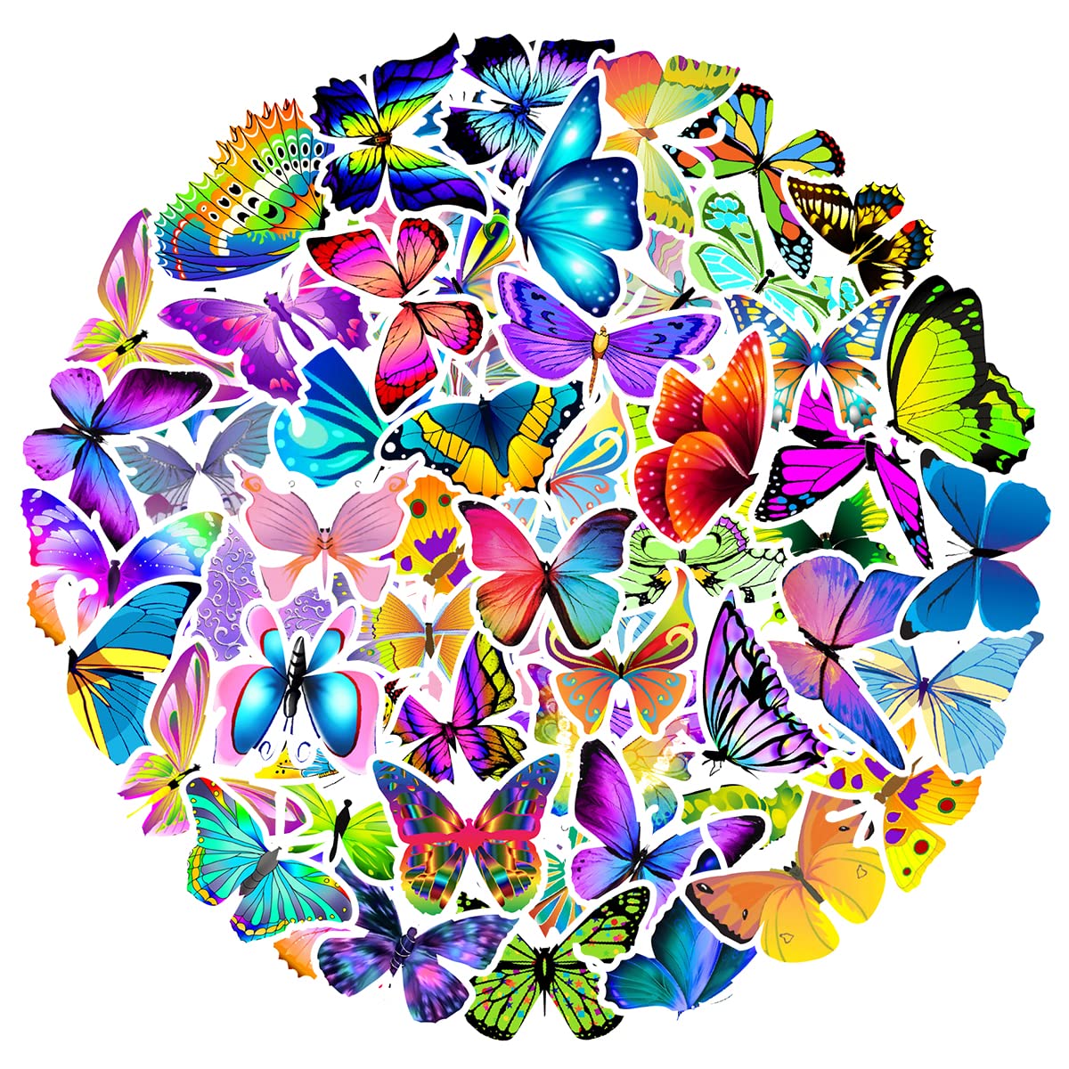 50-Piece Butterfly Stickers Set - Waterproof Vinyl Decals for Kids & Teens - Perfect for Laptop, Water Bottle, Luggage, Skateboard, Bike Helmet, Guitar, Scrapbook & Phone - Cute Gift Idea for Birthdays & Travel Accessories