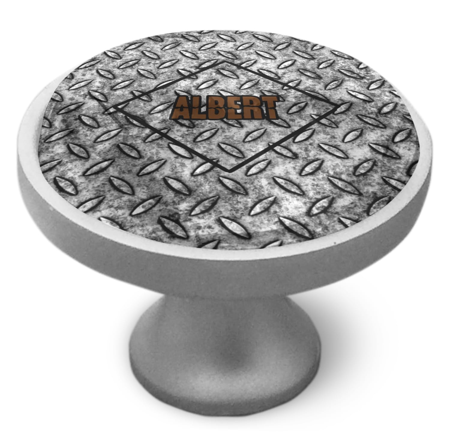 Custom Silver Diamond Plate Cabinet Knob - Durable Metal Drawer Pulls for Kitchen, Bathroom & Furniture - Rust-Resistant Hardware Upgrade for Home & Office