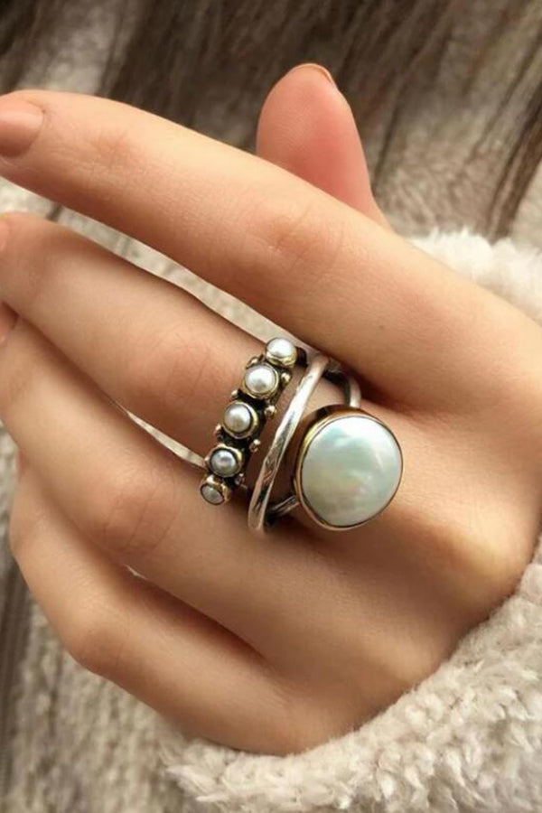 Vintage Pearl Open Ring for Women - Elegant Adjustable Pearl Jewelry for Parties, Weddings & Everyday Wear