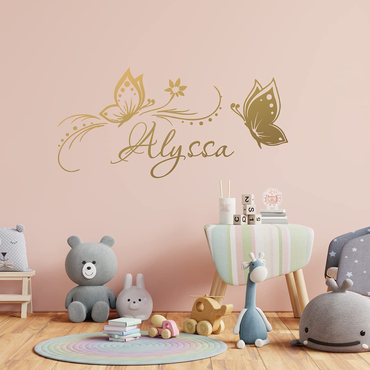 Custom Butterfly Name Stickers - Waterproof Wall Decals for Kids Room Decor, DIY Personalized Home Decoration - Perfect for Nursery, Bedroom & Playroom Wall Art