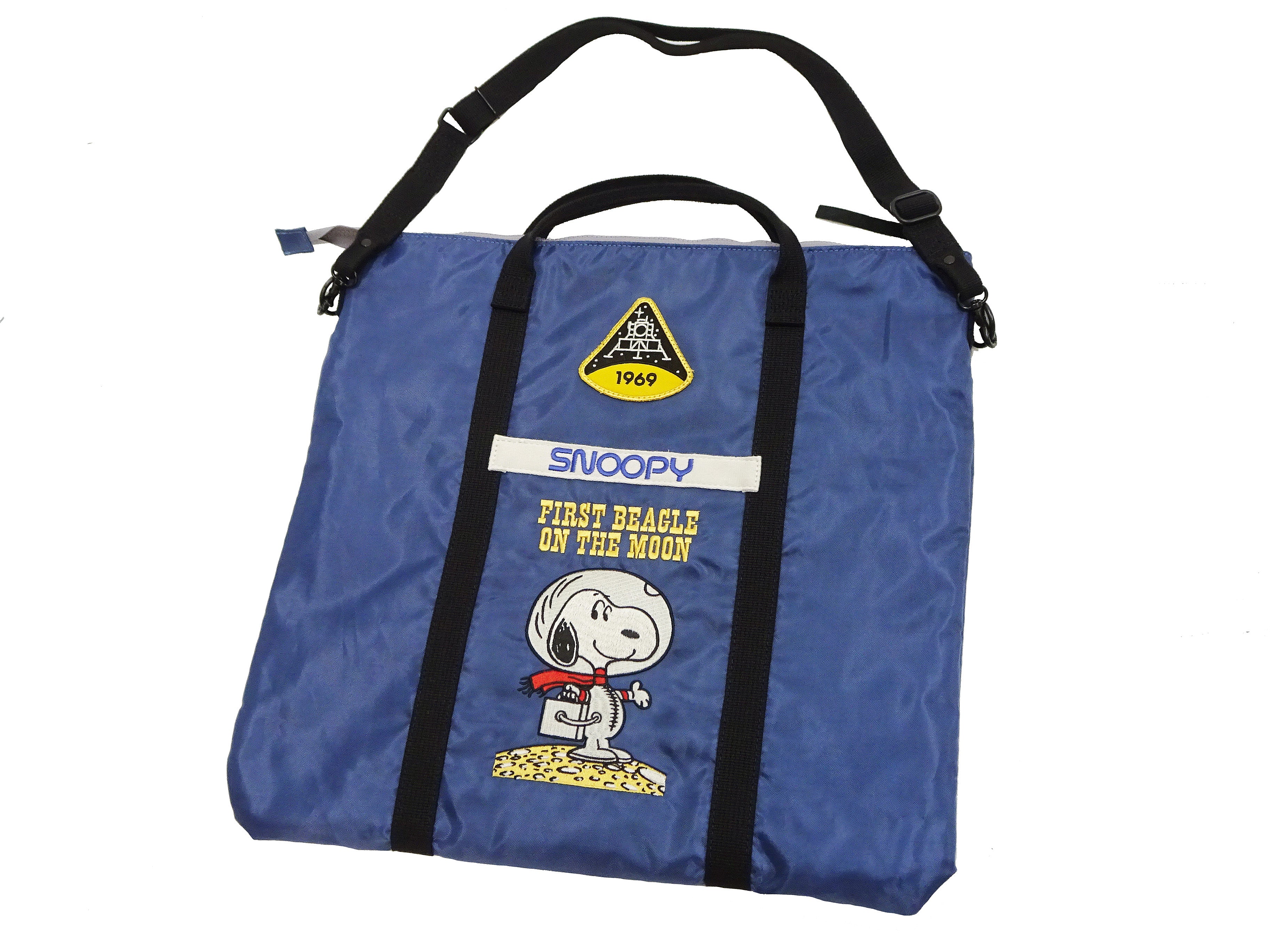 TOYS McCOY Men's Astronaut Snoopy Nylon Shoulder Bag - Vintage USAF Military Helmet Inspired Casual Messenger Bag TMA2411-121 in Dusty Blue - Perfect for Travel, Work & Everyday Use